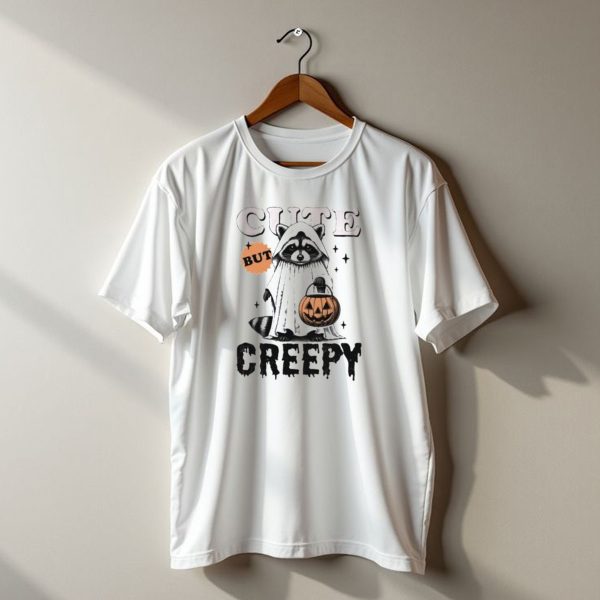 Cute But Creepy Raccoon Ghost Halloween Pumpkin Lantern T Shirt t shirt 1