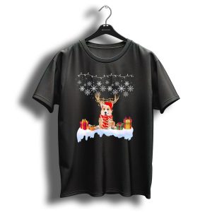 Cute Corgi Dog Christmas Decor With Presents And Snowflakes T-Shirt