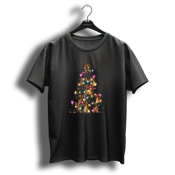 Cute Dachshund Christmas Tree With Paws And Lights T Shirt 1 t shirt 1