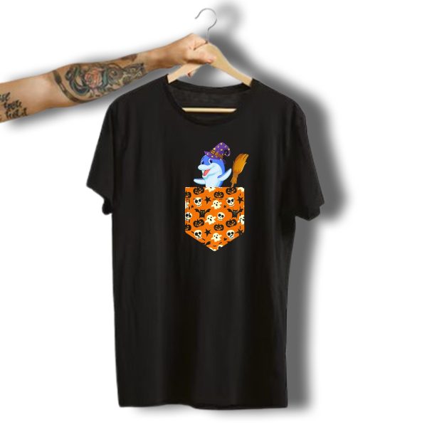 Cute Dolphin Pumpkin Pocket Halloween Costume Iconic T Shirt t shirt 1