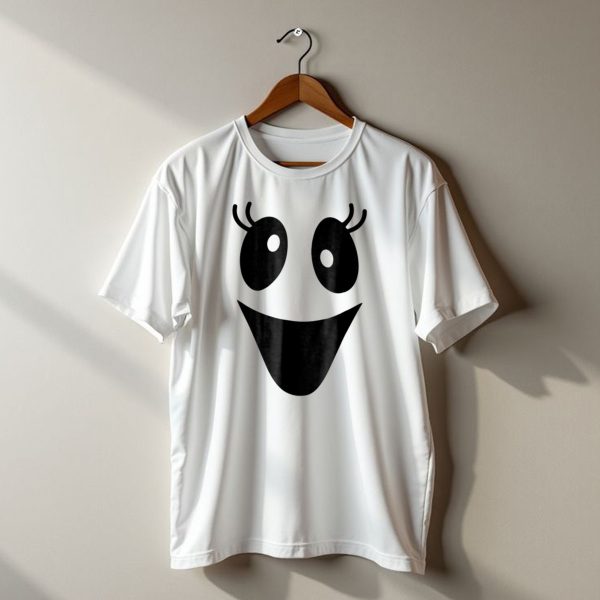 Cute Female Ghost Face With Smiling Expression For Halloween T Shirt t shirt 1