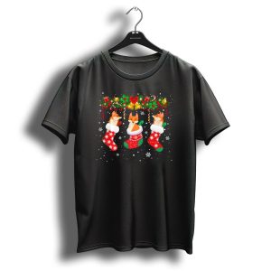 Cute Foxes In Christmas Socks With Festive Decorations T-Shirt