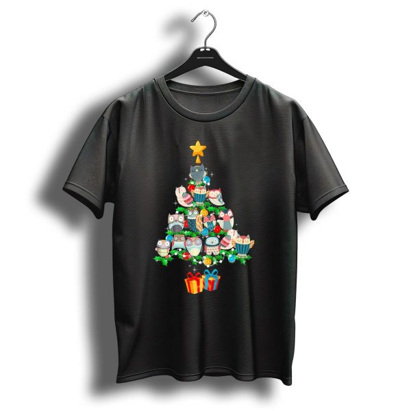 Cute Funny Owl Lover Christmas Tree With Star And Gifts T Shirt 1 t shirt 1