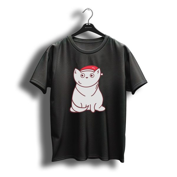 Cute Gray Cat Santa Claus Christmas Hat T Shirt t shirt 1