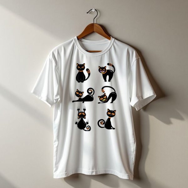 Cute Halloween Black Cat Collection T Shirt t shirt 1
