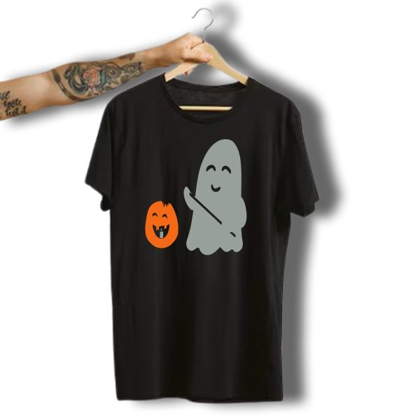 Cute Halloween Ghost With Smiling Lantern T Shirt t shirt 1