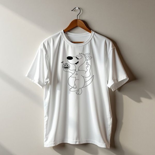 Cute Halloween Kangaroo With Jack O Lantern Pumpkin And Ghost Charm T Shirt t shirt 1