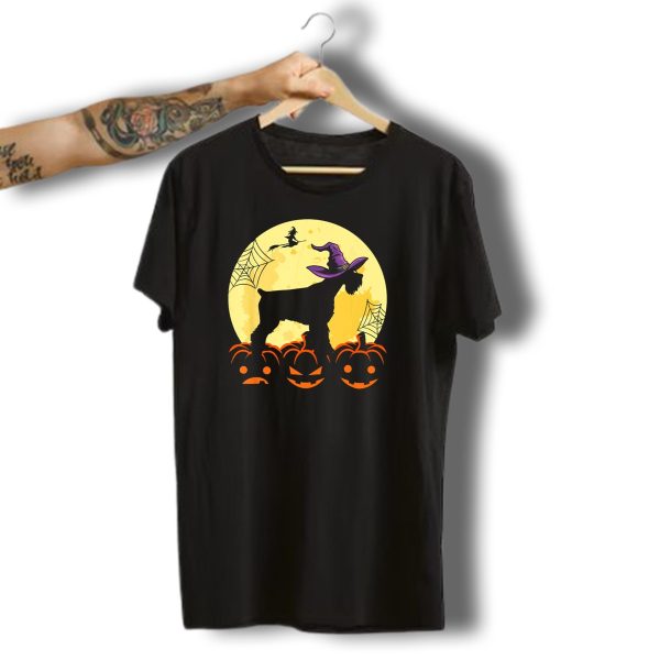 Cute Halloween Schnauzer Dogs Witch Pumpkins And Full Moon T Shirt t shirt 1