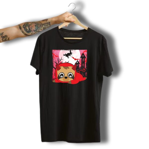 Cute Halloween Sloth Devil With Haunted House And Witch Flying T Shirt 1 t shirt 1