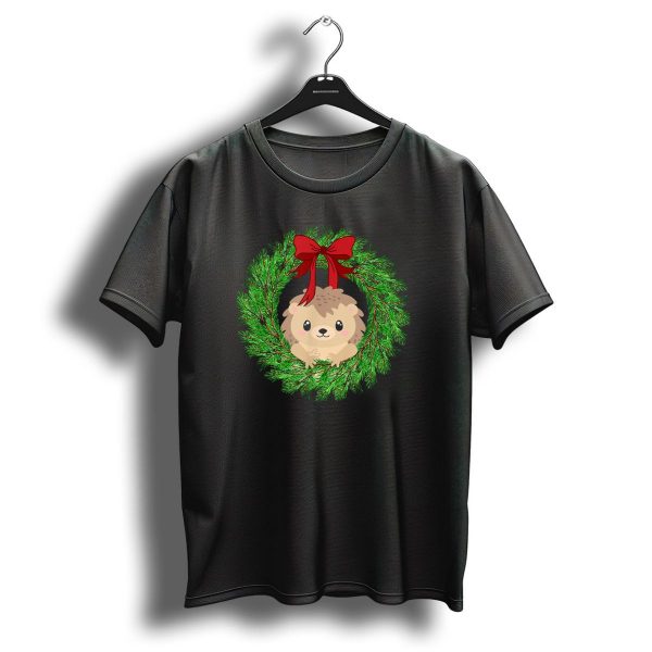 Cute Hedgehog In Christmas Wreath For Girls Collection T Shirt 1 t shirt 1