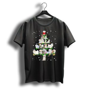 Cute Maltese Dogs Fairy Light Christmas Tree T-Shirt