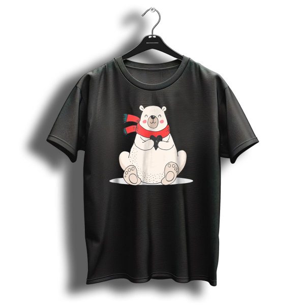 Cute Mama Polar Bear Holding Heart Red Scarf Christmas Holiday T Shirt 1 t shirt 1