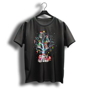 Cute Miniature Schnauzer Christmas Tree With Festive Lights And Decorations T-Shirt
