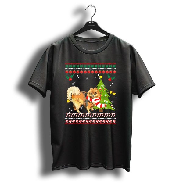 Cute Pomeranian Christmas Festive Tree Dog T Shirt 1 t shirt 1