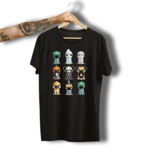 Cute Pugs Halloween Costumes Monster Ghost Mummy Vampire Skeleton Lion Wizard T-Shirt