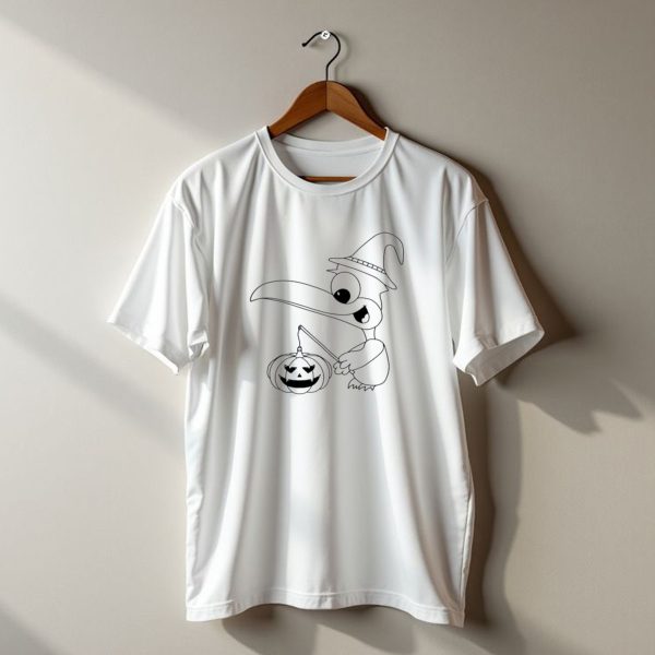 Cute Seagull With Witch Hat And Pumpkin Lantern Halloween t shirt 1