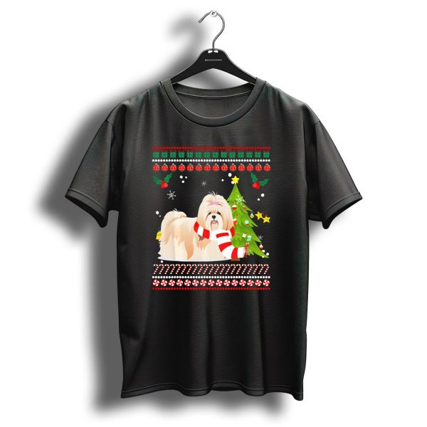 Cute Shih Tzu Christmas Pine Tree Snowflakes Candy Canes T Shirt 1 t shirt 1