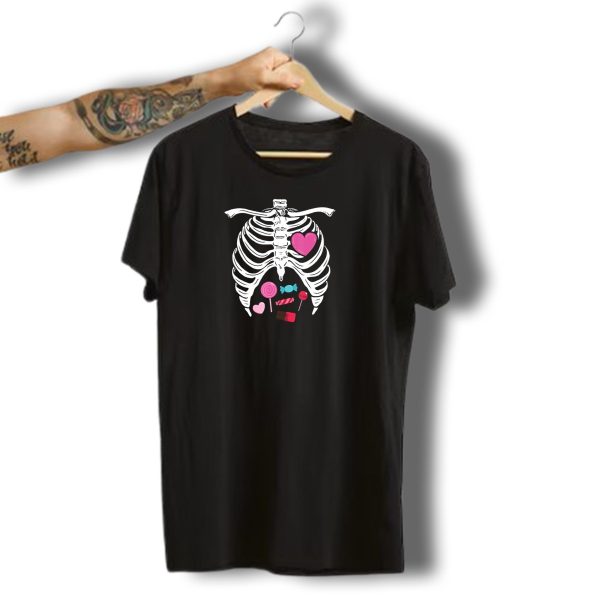 Cute Skeleton Candy Rib Cage Halloween Xray Heart Sweets T Shirt 1 t shirt 1