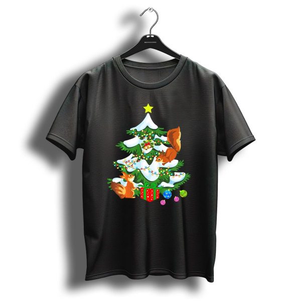 Cute Squirrel Christmas Tree With Presents And Ornaments T Shirt 1 t shirt 1