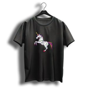 Cute Unicorn Wrapped In Christmas Lights Festive T-Shirt