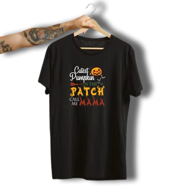 Cutest Pumpkin In The Patch Call Me Mama Halloween Bats Broomstick T Shirt t shirt 1