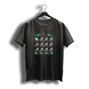 Cyclists Santa Sleigh Bicycle Ugly Christmas T-Shirt