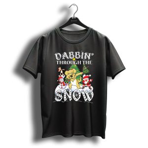 Dabbin Through The Snow Golden Retriever Christmas Santa Reindeer Snowman T Shirt