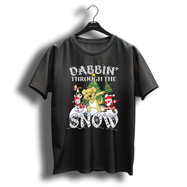 Dabbin Through The Snow Golden Retriever Christmas Santa Reindeer Snowman T Shirt 1 t shirt 1
