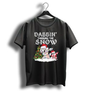 Dabbin Through The Snow Poodle Santa Dance Christmas Lights Tree T Shirt