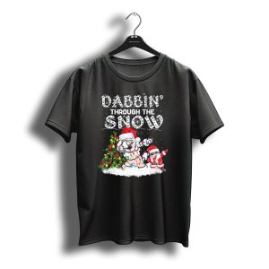 Dabbin' Through The Snow Poodle Santa Dance Christmas Lights Tree T-Shirt