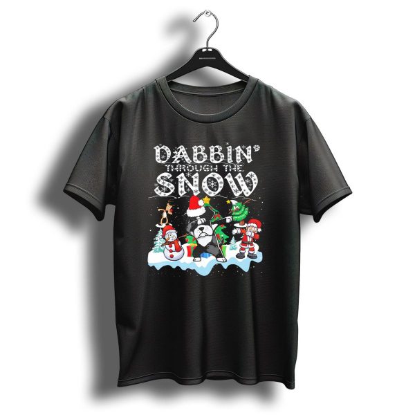 Dabbin Through The Snow Rottweiler Christmas Santa Snowman Reindeer T Shirt 1 t shirt 1