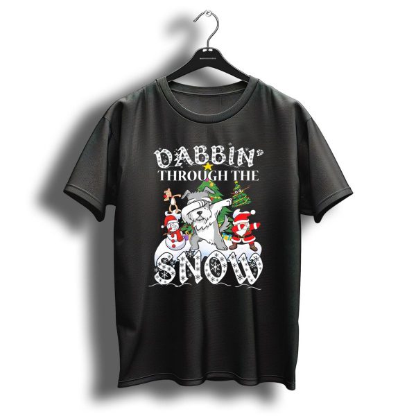 Dabbin Through The Snow Schnauzer Dog Christmas Festive Fun T Shirt 1 t shirt 1