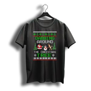 Dabbing Around The Christmas Tree Santa Snowman Reindeer T-Shirt
