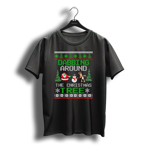 Dabbing Around The Christmas Tree Santa Snowman Reindeer T Shirt t shirt 1