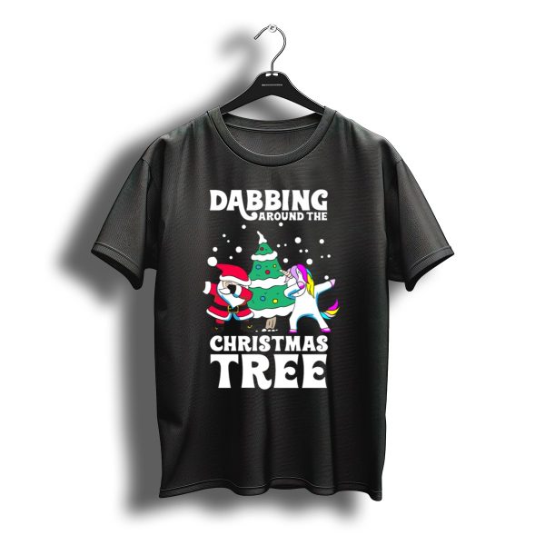 Dabbing Around The Christmas Tree Santa Unicorn T Shirt t shirt 1