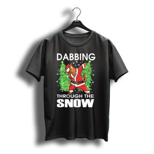 Dabbing Bengal Cat In Santa Outfit With Christmas Trees Through The Snow T-Shirt
