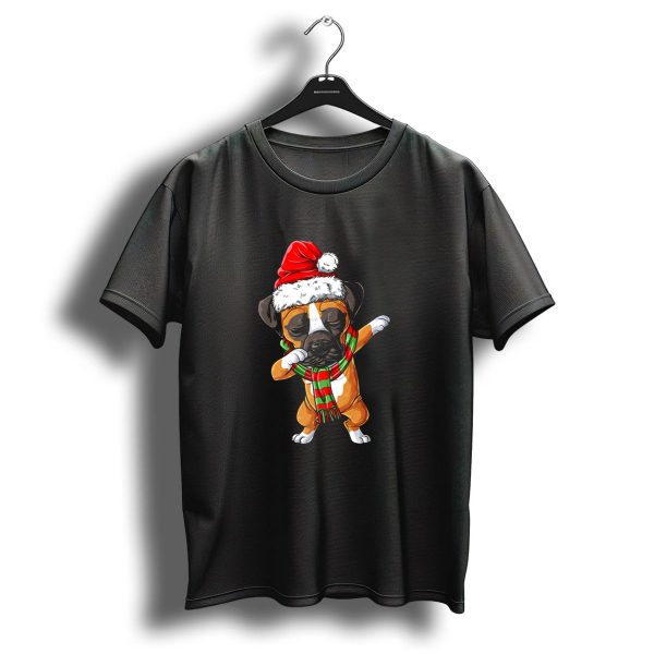 Dabbing Boxer Puppy Santa Hat Christmas Scarf T Shirt 1 t shirt 1