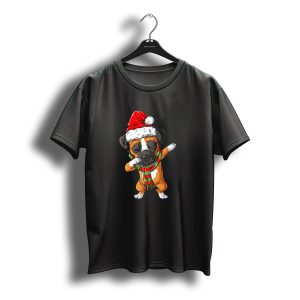 Dabbing Boxer Puppy Santa Hat Christmas Scarf T-Shirt