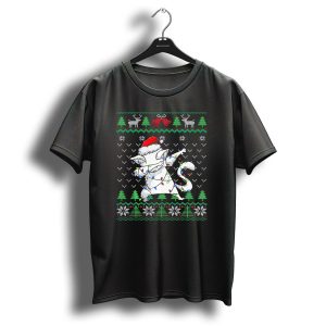 Dabbing Cat Santa Hat Christmas Lights Ugly Sweater Kitten T Shirt