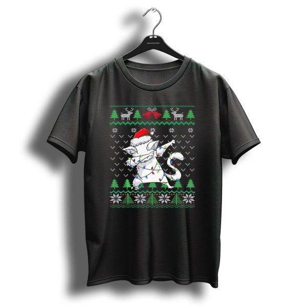 Dabbing Cat Santa Hat Christmas Lights Ugly Sweater Kitten T Shirt 1 t shirt 1