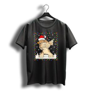 Dabbing Cocker Spaniel Santa Christmas Light T-Shirt