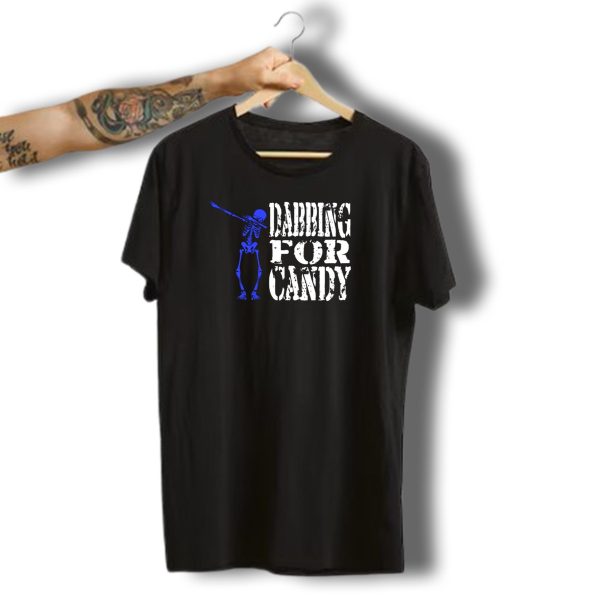 Dabbing For Candy Funny Halloween Blue Skeleton Trick Or Treat Candy Lover T Shirt t shirt 1