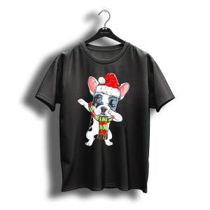 Dabbing French Bulldog Santa Christmas Scarf T-Shirt