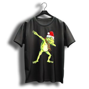 Dabbing Frog With Santa Hat And Scarf Christmas T Shirt