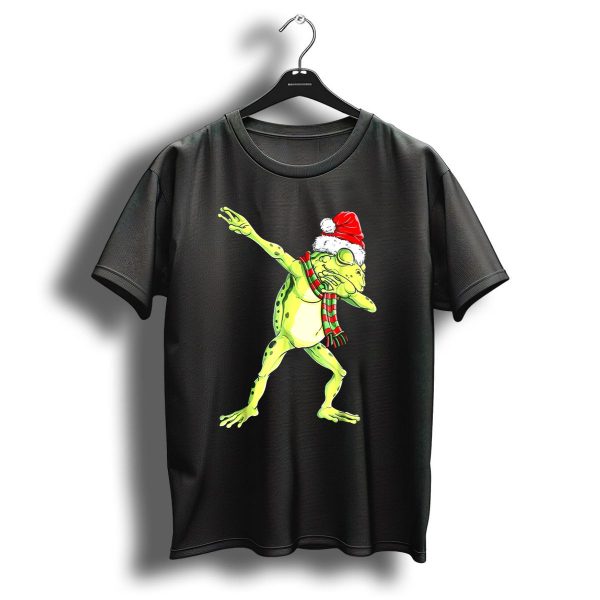 Dabbing Frog With Santa Hat And Scarf Christmas T Shirt 1 t shirt 1
