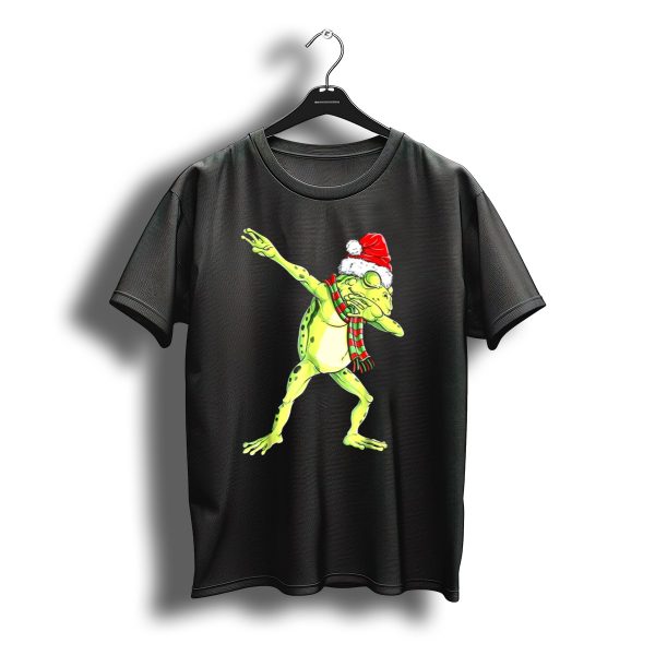 Dabbing Frog With Santa Hat And Scarf Christmas T Shirt t shirt 1