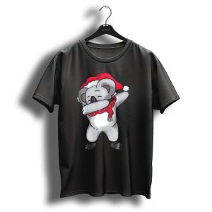 Dabbing Koala Christmas Scarf Santa Hat Cute T-Shirt