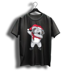 Dabbing Koala With Santa Hat And Festive Christmas Scarf T Shirt