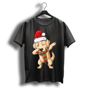 Dabbing Labrador Santa Christmas Labrador With Santa Hat And Scarf T Shirt
