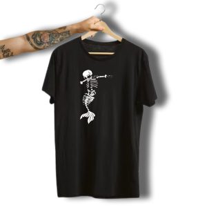 Dabbing Mermaid Skeleton Halloween Creepy Dab T-Shirt
